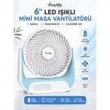 maxilife Breeze MG-5146F Şarjlı Mini Masa Vantilatörü LED Işıklı 3 Kademeli USB Type-C - Mavi