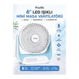 Maxilife Breeze MG-5146F Şarjlı Mini Masa Vantilatörü LED Işıklı 3 Kademeli USB Type-C