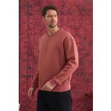 MAXIMILLIAN Erkek %100 Pamuk Oversize Bisiklet Yaka Basic 3 İplik Kumaş Şardonlu Sweatshirt GÜL KURUSU