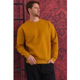 MAXIMILLIAN Erkek %100 Pamuk Oversize Bisiklet Yaka Basic 3 İplik Kumaş Şardonlu Sweatshirt HARDAL