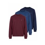 MAXIMILLIAN Erkek 3 Lü Paket Pamuklu Basic Bisiklet Yaka Uzun Kollu Sweatshirt Bordo-İndigo-Lacivert