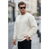 MAXIMILLIAN Erkek Bisiklet Yaka Salaş Ekru Sweatshirt