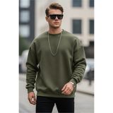 MAXIMILLIAN Erkek Bisiklet Yaka Salaş Haki Sweatshirt