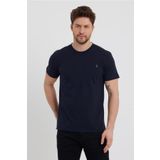 MAXIMILLIAN Erkek Lacivert Slim Fit Bisiklet Yaka %100 Pamuk Kısa Kollu Tişört - Lacivert