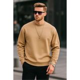 MAXIMILLIAN Karamel Renk Basic Bisiklet Yaka Relaxed Regular Erkek Sweatshirt