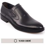 Maximoda Hakiki Deri Bağcıksız Erkek Ayakkabı Siyah Kauçuk Taban ile Günlük Kullanıma Uygun