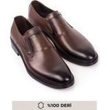Maximoda Hakiki Deri Erkek Klasik Bağcıksız Ayakkabı Kauçuk Taban ile Şık ve Rahat Kullanım - Kahve