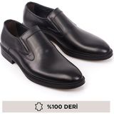 Maximoda Hakiki Deri Klasik Bağcıksız Erkek Ayakkabı Kauçuk Taban ile Şık ve Rahat Kullanım - Siyah