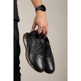 Maximoda Hakiki Deri, Yüksek Tabanlı, Erkek Deri Sneaker Ayakkabı - Siyah