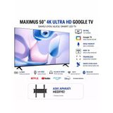 Maxımus 50'' 127 Ekran Uha 50 M9p Uydu Alıcılı Google Tv + Duvar Askı Aparatı