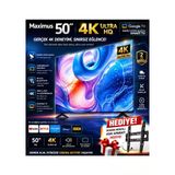 Maximus 50 Inç 127 Ekran 4K Ultra Hd Google Tv Dahili Uydu Alıcılı Smart LED Tv + Duvar Askı Aparatı Hediyeli MAXSIMUS
