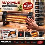 Maximus Dp 1200 Q 1200W Elektrikli Soba 3 Kademeli Quartz Siyah Mini Isıtıcı | Kompakt Ayak ve Masa Altı Isıtıcı, - 1200 W