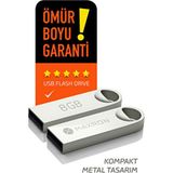 Maxron 8 GB Flash Bellek Metal Gövde Ömür Boyu Garantili Güvenli USB Bellek Data Traveler - Gümüş