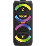Maxron Mxbass 16W Bluetooth Hoparlör LED Işıklı Ses Sistemi Parti Speaker Karaoke Özellikli - Siyah