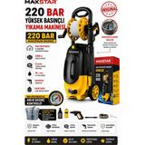 Maxstar 220BAR 3000W Yüksek Basınçlı Yıkama Makinesi Oto Araba Bahçe Yıkama 5mt Hortum Kovadan Su Çekme