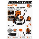 Maxstar 52 cc 2.1 Kw Profesyonel Benzinli Sırt Tırpanı 7500 Devir Motorlu Ot Çalı Biçme Makinesi Full Set