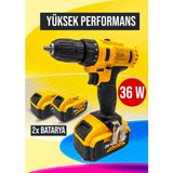 Maxstar Darbesiz 36 V Lı-On Çift Akülü Şarjlı Matkap Vidalama Full Setli Çantalı