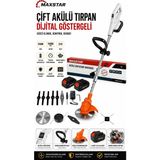 Maxstar Dijital Ekranlı 21V X2 Çift Akülü Tırpan – Çim, Ot ve Bahçe Çok Fonksiyonlu Kesim Makinesi