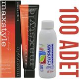 Maxstyle Kuaför Seti 60 ml 100 Adet Saç Boyası + 100 Adet 90 ml Oksidan - Set boya