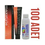 Maxstyle Kuaför Seti 60 Ml 100 Adet Saç Boyası + 100 Adet 90 Ml Oksidan Teşhir