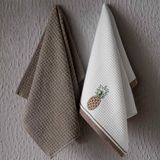Maxstyle Pamuk Mutfak Havlusu Ananas 2'li Beyaz-Bej 40X60 - 001-Renkli - 40 x 60 cm
