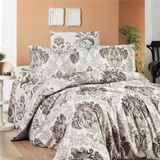 Maxstyle Poplin Saten Soren Çift Kişilik Nevresim Takımı - Açık Kahverengi - 200 x 220 cm