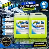 Max&wash 2X20 kg Cilalı Oto Şampuan Seti | 1/60 Konsantre | Yoğun Köpük | Parlaklık Sağlayan Profesyonel Araç Yıkama Şampuanı | Toplam 40 kg