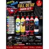 Max&wash 5'li Profesyonel Full Detay Bakım Seti | Cilalı Oto Şampuan + Hızlı Cila + Jant Temizleyici + Lastik Parlatıcı + Torpido Parlatıcı | 4 Fıs Fıs Hediyeli