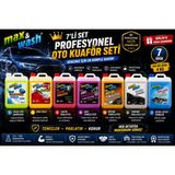 Max&wash 7'li Profesyonel Oto Kuaför Seti 7x4 kg | Cilalı Oto Şampuan + Hızlı Cila + Lastik Parlatıcı + Jant Temizleyici + Motor Temizleyici + Torpido Parlatıcı + Genel Detay Temizleyici
