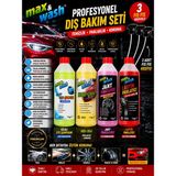 Max&wash Profesyonel Dış Bakım Seti | Cilalı Oto Şampuanı + Hızlı Cila + Jant Temizleyici + Lastik Parlatıcı | 3 Adet Fıs Fıs Hediyeli