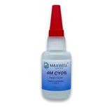 MAXWELL 4M CY06 Etil Siyanoakrilat Bazlı Hızlı Yapıştırıcı, Şeffaf, Plastik/Kauçuk Malzemeler İçin, Yüksek Sıcaklık Dayanımlı, 20gr