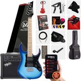 Maxword DE-150BL-25AMP Maple Klavye HH 25 W Amfili Elektro Gitar Seti - Mavi