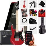 Maxword DE-150RD-25AMP Maple Klavye HH 25 W Amfili Elektro Gitar Seti - Kırmızı