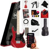 Maxword DE-150RD Maple Klavye HH Manyetik Yüksek Kaliteli Elektro Gitar Seti - Kırmızı