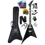 Maxword DG-28BK V Kasa Gül Klavye 2x Zebra Humbucker Manyetik Yüksek kaliteli Elektro Gitar