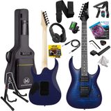 Maxword Grade-ST Blue Rosewood Klavye HH Floyde Rose Elektro Gitar - Mavi