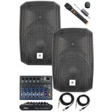 Maxword Maxi-12a-mixer Set 2 Adet 12 Inç Aktif hoparlör mikser Ve mikrofon Ses Sistemi (1200w + 1200