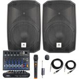 Maxword Maxi-12A-MİXER Set 2 Adet 12 İNÇ Aktif Hoparlör Mikser ve Mikrofon Ses Sistemi (1200W + 1200W) - Siyah - Paket-3