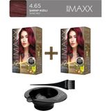 MAXX DELUXE 2'li Beauty Expert Set Boya 4.65 Şarap Kızılı, Boya Tası ve Fırça Hediye!