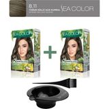 Maxx Deluxe 2'Li Natural Beauty Amonyaksız Saç Boyası 8.11 Yoğun Küllü Açık Kumral, Boya Tası, Fırça Hediye!