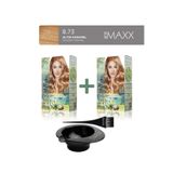 Maxx Deluxe 2'Li Natural Beauty Amonyaksız Saç Boyası 8.73 Altın Karamel, Boya Tası, Fırça Hediye!