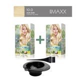 MAXX DELUXE 2'li Natural Beauty Amonyaksız Set Saç Boyası 10.0 Açık Sarı, Boya Tası, Fırça Hediye!