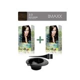 Maxx Deluxe 2'Li Natural Beauty Amonyaksız Set Saç Boyası 3.0 Koyu Kahve, Boya Tası Ve Fırça Hediye!