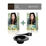 Maxx Deluxe 2'Li Natural Beauty Amonyaksız Set Saç Boyası 4.0 Kahve, Boya Tası Ve Fırça Hediye!