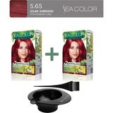 Maxx Deluxe 2'Li Natural Beauty Amonyaksız Set Saç Boyası 5.65 Nar Kızılı, Boya Tası, Fırça Hediye!