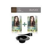 MAXX DELUXE 2'li Natural Beauty Amonyaksız Set Saç Boyası 7.0 Kumral, Boya Tası ve Fırça Hediye!