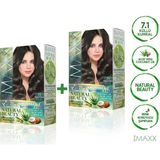 MAXX DELUXE 2'li Natural Beauty Amonyaksız Set Saç Boyası 7.1 Küllü Kumral