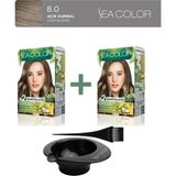 Maxx Deluxe 2'Li Natural Beauty Amonyaksız Set Saç Boyası 8.0 Açık Kumral, Boya Tası, Fırça Hediye!