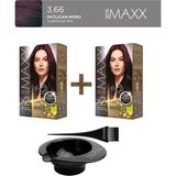 Maxx Deluxe 2'Li Paket Beauty Beauty Expert Set Boya 3.66 Patlıcan Moru, Boya Tası Ve Fırça Hediye!