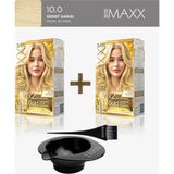 Maxx Deluxe 2'Li Paket Golden Beauty Set Saç Boyası 10.0 Sedef Sarısı, Boya Tası Ve Fırça Hediye!